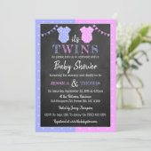 Trendy Chalkboard Boy & Girl Twins Kinderdusche Einladung (Stehend Vorderseite)
