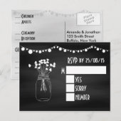 Trendy Chalkboard Mason Jar Wedding RSVP Einladungspostkarte (Vorne/Hinten)