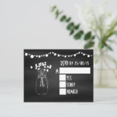 Trendy Chalkboard Mason Jar Wedding RSVP Einladungspostkarte (Stehend Vorderseite)