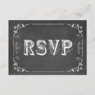 Trendy Chalkboard Matching Response Card RSVP Karte