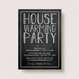 Trendy Chalkboard Typografy Housewarming Party Einladung