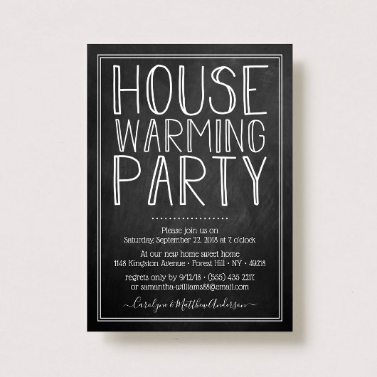 Trendy Chalkboard Typografy Housewarming Party Einladung