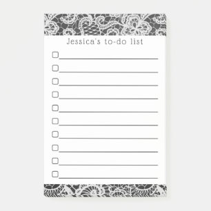 Trendy Chalkboard & Vintage White Lace Post-it Klebezettel