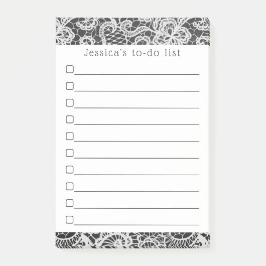 Trendy Chalkboard & Vintage White Lace Post-it Klebezettel (Vorderseite)