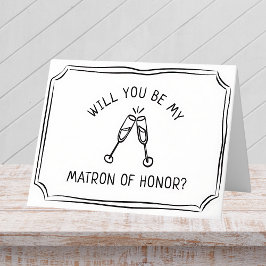 Trendy Champagne Toast Matron of Honour Vorschlag Karte
