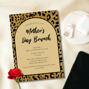 Trendy Cheetah Print Modern Mother Day Brunch Einladung