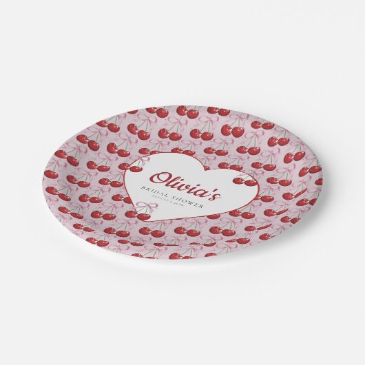 Trendy Cherry auf dem Top-Brautparty Pappteller (Schrägansicht)