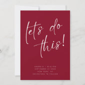 Trendy Cherry Red Minimal Script Typografie Save The Date (Vorderseite)