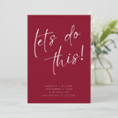 Trendy Cherry Red Minimal Script Typografie Save The Date (Stehend Vorderseite)