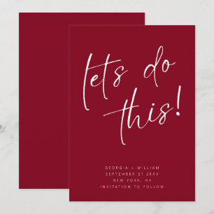 Trendy Cherry Red Minimal Script Typografie Save The Date