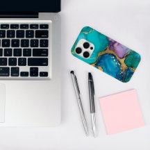 Trendy Chic Aquamarine Wirbel iPhone Case