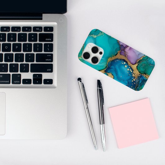 Trendy Chic Aquamarine Wirbel iPhone Case