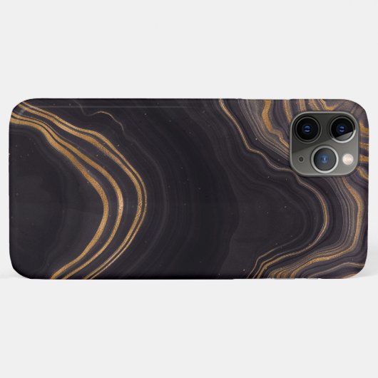 Trendy Chic Black Gold Agate Marble Case-Mate iPhone Hülle (Rückseite (Horizontal))