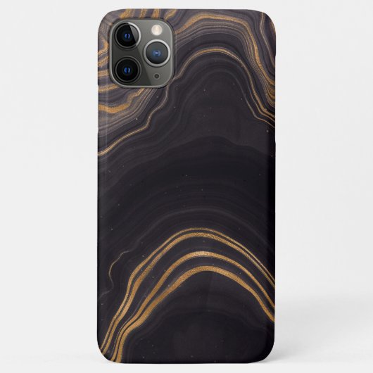 Trendy Chic Black Gold Agate Marble Case-Mate iPhone Hülle (Rückseite)