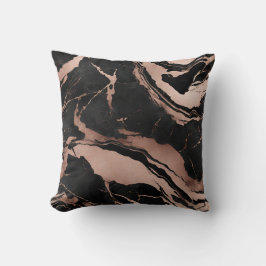 Trendy Chic Black Rose Gold Marble Kissen
