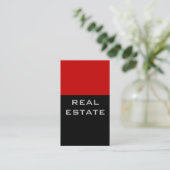 Trendy Chic Black Strip Agent Business Card Visitenkarte (Stehend Vorderseite)