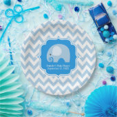 Trendy Chic Blue Elephant Baby Boy Dusche Zickzack Pappteller (Party)