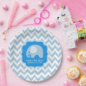 Trendy Chic Blue Elephant Baby Boy Dusche Zickzack Pappteller (Party)
