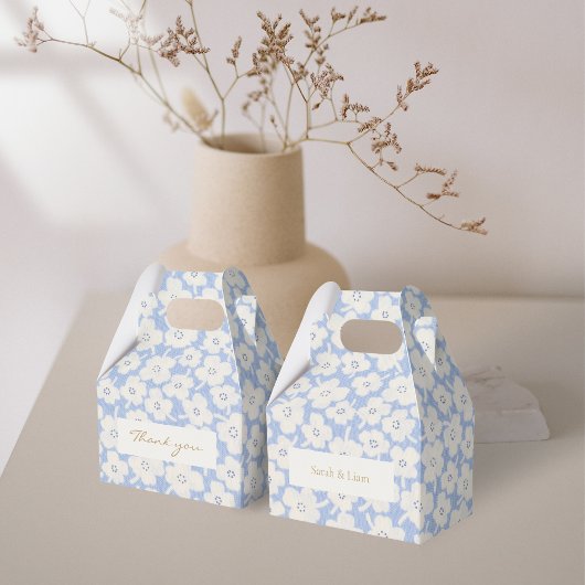 Trendy Chic Blue und White Floral Wedding Geschenkschachtel