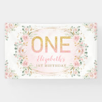 Trendy Chic Blush Gold Rosa Blume 1. Geburtstag