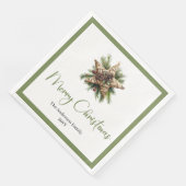 Trendy Chic Boho Christmas Tree in Botanical Style Serviette (Ecke)