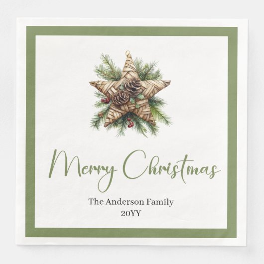 Trendy Chic Boho Christmas Tree in Botanical Style Serviette (Vorderseite)