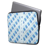 Trendy Chic Botanical Blue Watercolor Blume Laptopschutzhülle (Vorderseite Links)