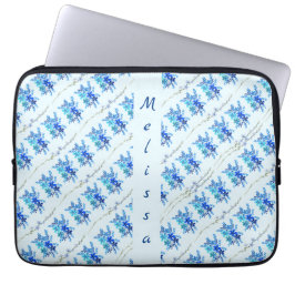 Trendy Chic Botanical Blue Watercolor Blume Laptopschutzhülle