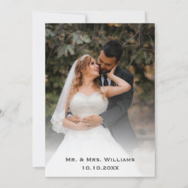 Trendy Chic Classic Braut und Groom Wedding Foto Dankeskarte