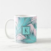 Trendy Chic Coastal Palms Muster mit Monogramm Kaffeetasse (Links)