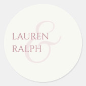 Trendy Chic Dusty Rose & Ivory Wedding Runder Aufkleber (Vorderseite)