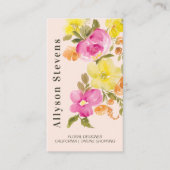 Trendy chic floral Aquarell rosa Logo qr Code Visitenkarte (Vorderseite)