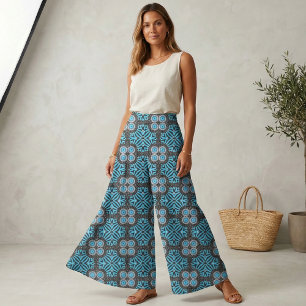 Trendy Chic Geometric Black and Turquoise Pattern Stoff