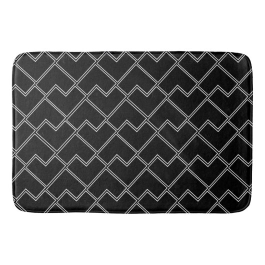 Trendy Chic Geometric Black and White Pattern Badematte (Vorderseite)