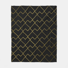 Trendy Chic Geometric Golden Black Fleecedecke