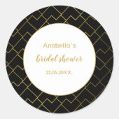 Trendy Chic Geometric Golden Black Runder Aufkleber (Vorderseite)