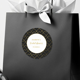 Trendy Chic Geometric Golden Black Runder Aufkleber