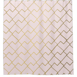 Trendy Chic Geometric Golden Blush Duschvorhang