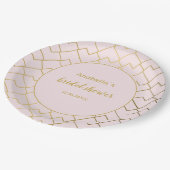 Trendy Chic Geometric Golden Blush Pink Pappteller (Schrägansicht)