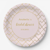 Trendy Chic Geometric Golden Blush Pink Pappteller (Vorderseite)
