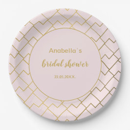 Trendy Chic Geometric Golden Blush Pink Pappteller