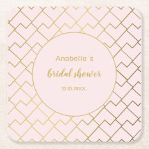 Trendy Chic Geometric Golden Blush Pink