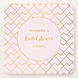 Trendy Chic Geometric Golden Blush Pink Rechteckiger Pappuntersetzer