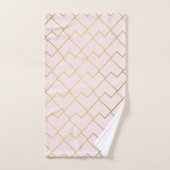 Trendy Chic Geometric Golden Blush Tiles Pattern Badhandtuch Set (Handtuch)