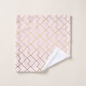 Trendy Chic Geometric Golden Blush Tiles Pattern Badhandtuch Set (Waschlappen)