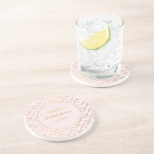 Trendy Chic Geometric Golden Blush Tiles Pattern Getränkeuntersetzer (Seite)