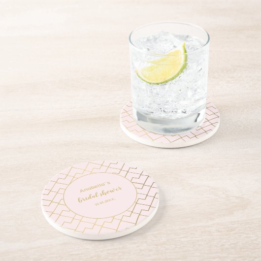 Trendy Chic Geometric Golden Blush Tiles Pattern Getränkeuntersetzer (Seite)