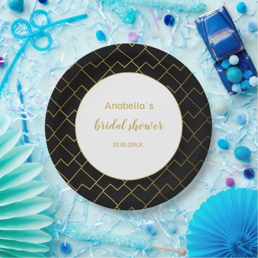 Trendy Chic Geometric Golden Blush Tiles Pattern Pappteller (Party)