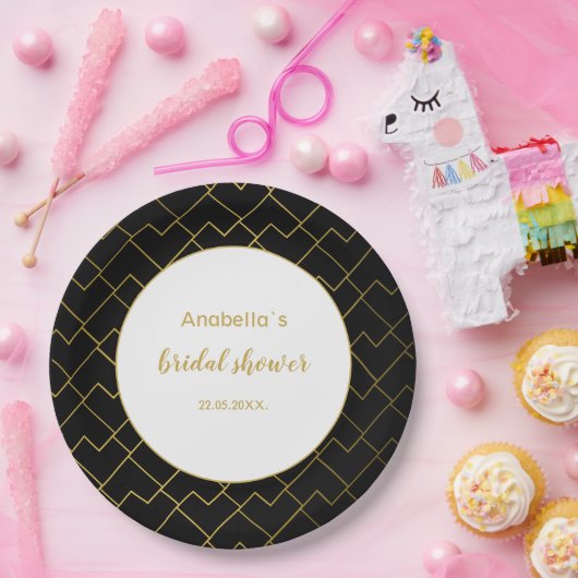 Trendy Chic Geometric Golden Blush Tiles Pattern Pappteller (Party)