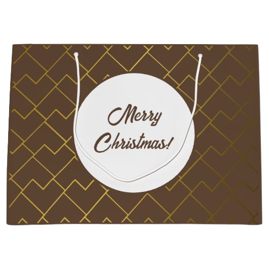 Trendy Chic Geometric Golden Brown Große Geschenktüte (Vorderseite)